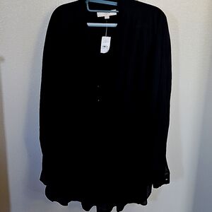 NWT Loft Black Popover Sheer Tunic Blouse Medium